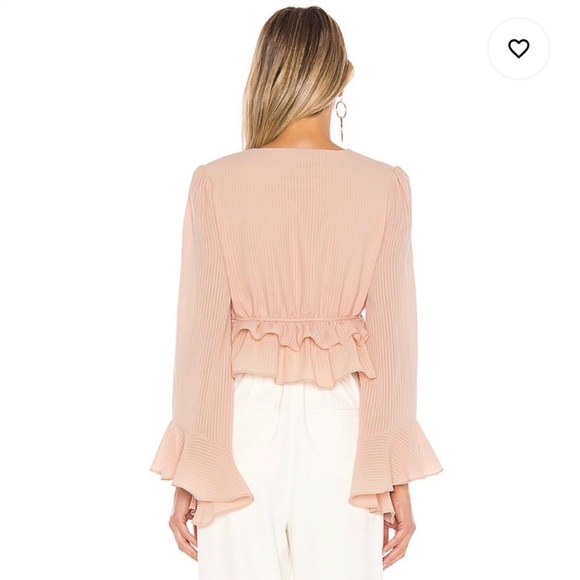 NBD Revolve Lucca Pink Ruffle Wrap Bell Sleeve Top - Picture 2 of 8